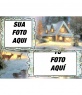 Cartão de Natal de carregamento onde você pode colocar duas fotos, fundo com uma