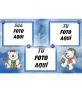 Cartão de Natal onde você pode colocar 3 fotos com os presentes de Natal e tem um fundo azul.