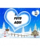 Azul Correios e paisagem de neve recebemos férias de inverno, com uma moldura em