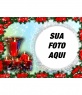 Cartão de Natal onde você coloca uma foto em uma moldura redonda cercado por