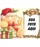 Cartão de Natal para uma moldura no quadro de olhar para fora três renas e um