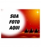 Cartão de Natal em que sua foto aparece em uma moldura circular com efeito de