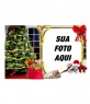 Cartão de Natal em que sua foto aparece em uma moldura de ouro com um grupo fita