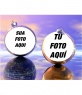 montagem divertido de Natal onde você pode colocar duas fotos nas bolas de Natal