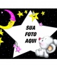 moldura para fotos infantis,de urso dormindo com a lua e as estrelas