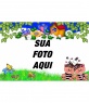 Quadro feliz com fotos de ursos de pelúcia e flores bordas verdes