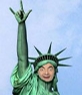 Fotomontagem em que você terá de enfrentar esta estátua peculiar de liberdade