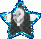 moldura animada em forma estrela sua foto com uma estrela azul animada sua foto animacão brilha purpurina
