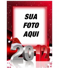 Envie para felicitar o ano novo de 2012 com um fundo vermelho e os números com um chapéu de Papai Noel. 782