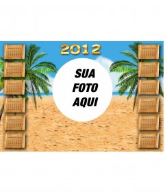 Calendário 2012 personalizado com sua imagem de fundo de uma praia com palmeiras. 810