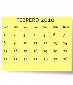 Calendário fevereiro de 2010, personalizados com sua