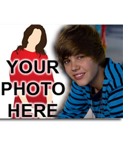 conjuntos modelo e celebridades populares. Carregar uma foto sua e colocá-lo ao lado de Justin Bieber, a cantora pop canadense. Ensina esta colagem para seus 