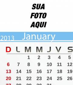 Calendário junho 2013 personalizado com sua foto e impressão