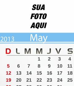 Maio 2013 calendário personalizado com sua foto