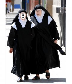 Fotomontagem de uma freira, para fazer uma montagem engraçada e uma piada