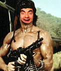Fotomontagem em que você vai enfrentar a sua escolha no corpo de uma Rambo, sem