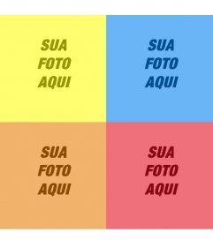 Fotomontagem da pintura personalizada de cores amarelo, lilás, marrom e vermelho. Para fazer com sua foto.