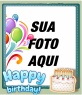 cartão de aniversário personalizado com uma foto. Adicionar um conjunto de armação e um feliz aniversário em azul. Decore uma fotografia digital ou desejar um feliz aniversário com este cartão por correio electrónico ou impresso.