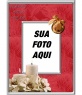 Cartão de Natal simples, com uma vela vermelha para colocar a sua foto