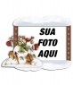 Photo frame bordas com a neve eo boneco de neve