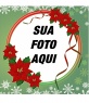 Imagem Round bordas do quadro e poinsietta flocos de neve