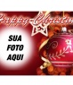 Mensagem para felicitar o Natal com texto FELIZ NATAL e fundo vermelho com uma bola