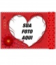 Cartão com flores vermelhas, e um coração grande