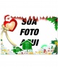 Cartão de Natal para colocar sua foto de fundo com o Papai Noel com o coração ea