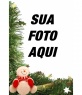 Cartão de Natal com boneco de neve e enfeites para colocar sua foto