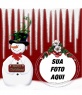 Moldura arredondada, com um boneco de neve