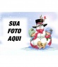 Cartão de Natal com boneco de neve ea altura da neve