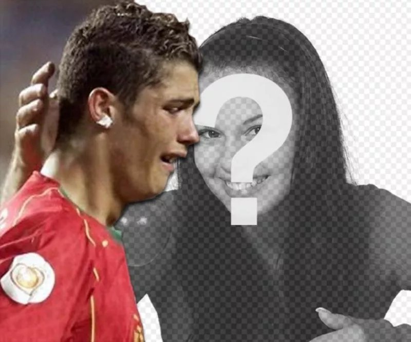 Faça uma colagem de suas fotos com a imagem de Cristiano Ronaldo chorando. Se você gosta de futebol, tirar proveito da imagem..