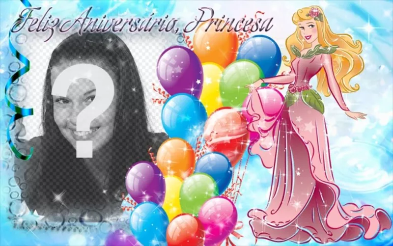 Foto montagem para criar um cartão postal para felicitar o aniversário da princesa da casa. ..