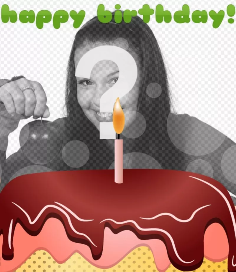 Cartão do aniversário com um bolo e feliz aniversario no verde ..