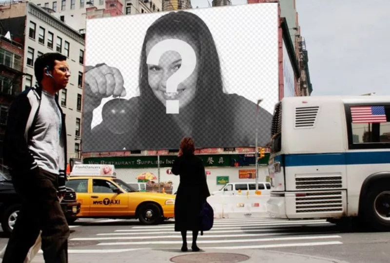 Fotomontagem para colocar sua foto em um outdoor em uma rua de Nova..