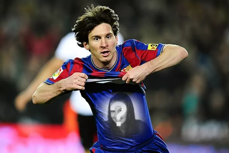 Fotomontagem para colocar sua foto na camisa de Leo Messi. ..