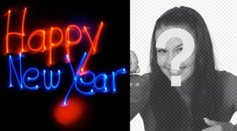Felicita o novo ano com uma animação com letras de neon com sua foto de..