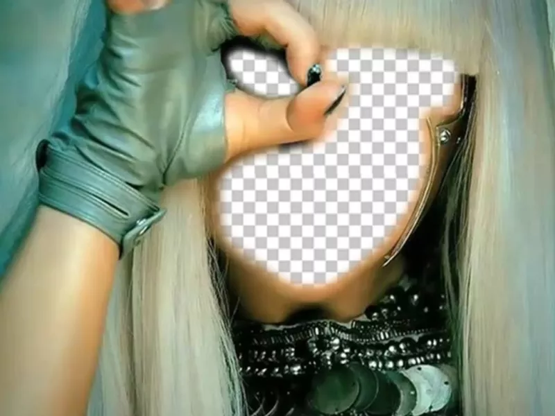 Close up de seu rosto com o estilo de Lady Gaga edição deste fotomontagem ..