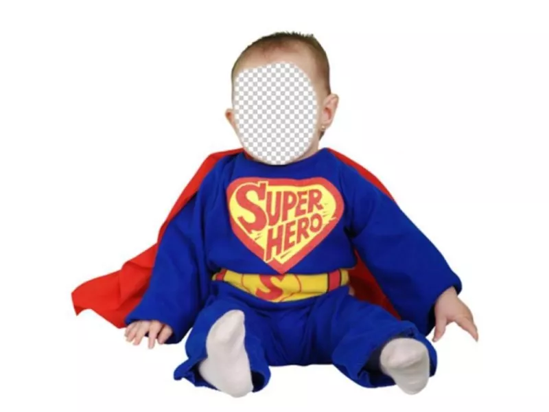 Vestir o seu bebê com este fotomontagem concurso de super-herói azul com capa vermelha. ..