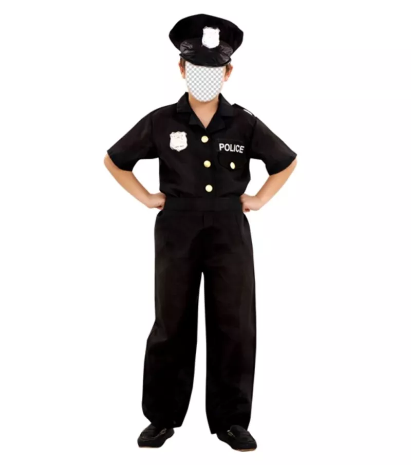 Criar esta fotomontagem de uma criança vestida como um policial ..