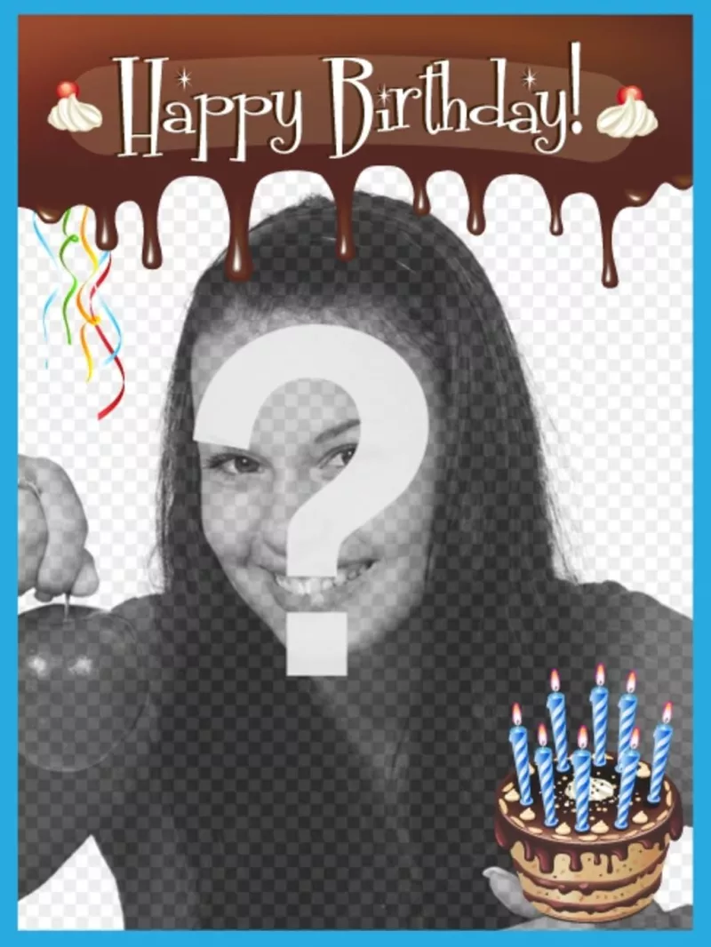 Cartão do feliz aniversario com borda chocolate derretido ..