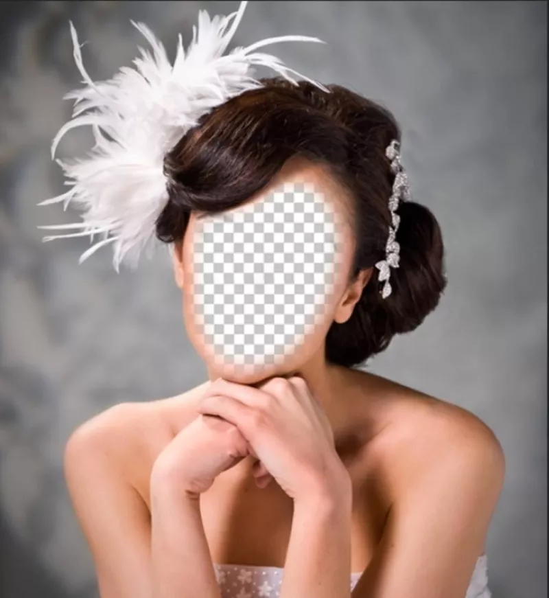 Retrato da face de uma noiva com o vestido de casamento onde você pode ajustar o seu rosto ..