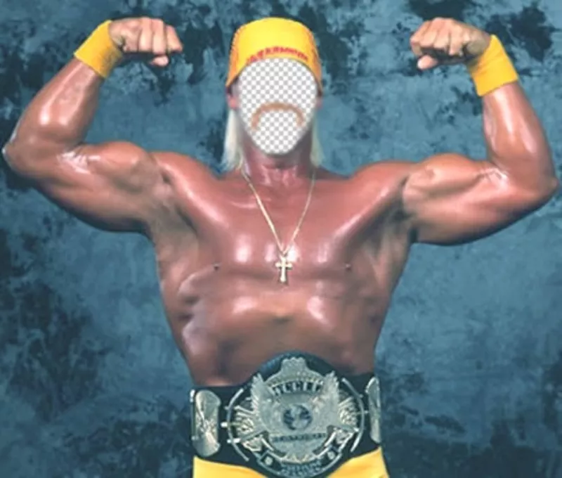 Fotomontagem para colocar um rosto no corpo de Hulk Hogan mostrando sua força. ..
