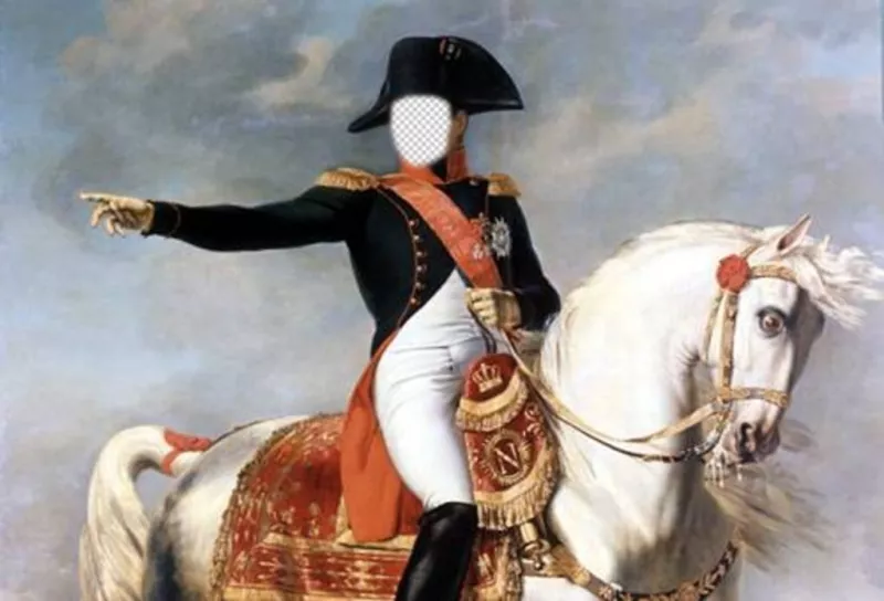 Fotomontagem com Napoleão Bonaparte em seu cavalo ..