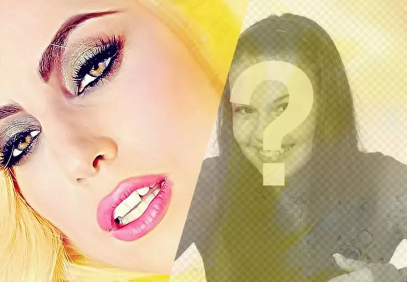 Fotomontagem com Lady Gaga e uma foto de si mesmo com as cores amarelas para personalizar com uma frase e um filtro..