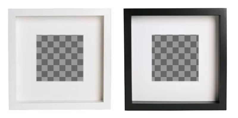 Criar colagem online com duas molduras quadrados pretos e brancos para colocar suas imagens e adicionar..