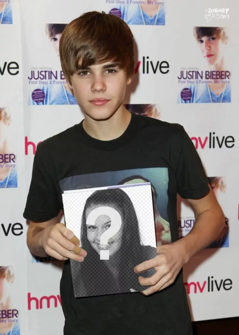Fotomontagem para aparecer na capa do livro escrito por Justin Bieber, realizada por Justin com o cabelo..