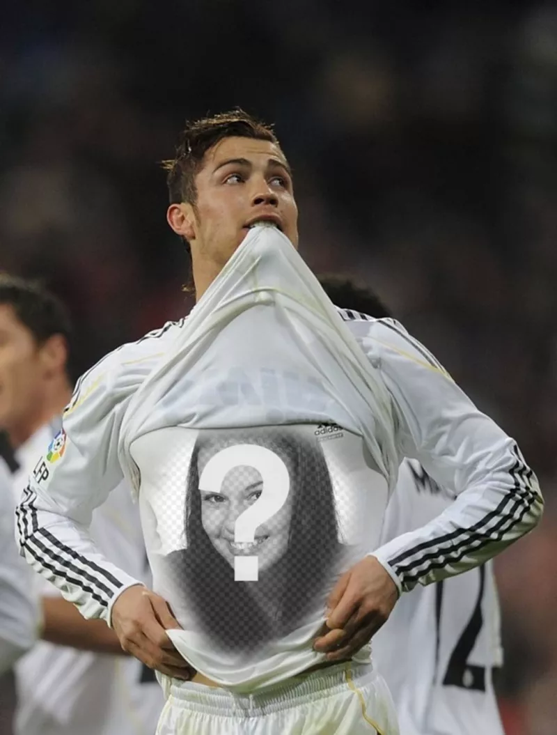 Criar colagens de fotos com Cristiano Ronaldo e fazer o upload de uma imagem que aparece na jogadores Madrid camisa de futebol..