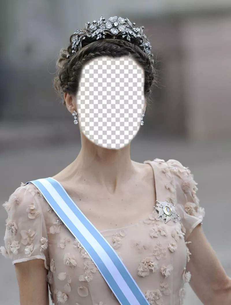 Fotomontagem da Princesa Letizia com uma grande coroa para inserir sua foto ..