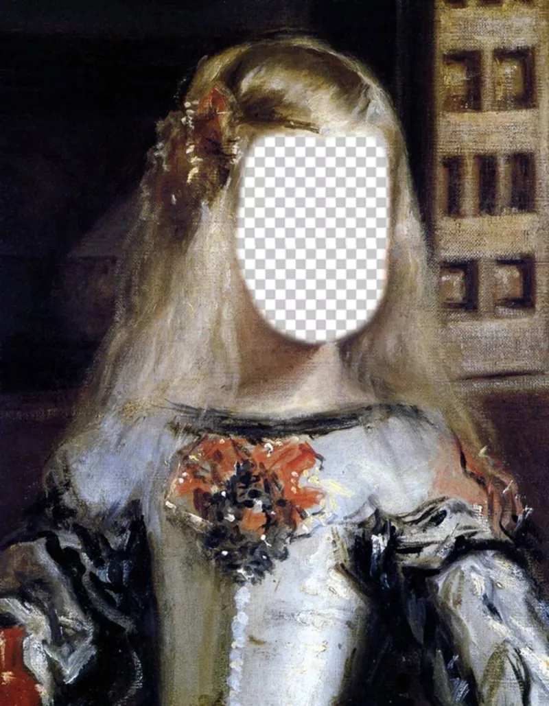 Fotomontagem da imagem da Infanta Margarita Velazquez colocar a cara ..